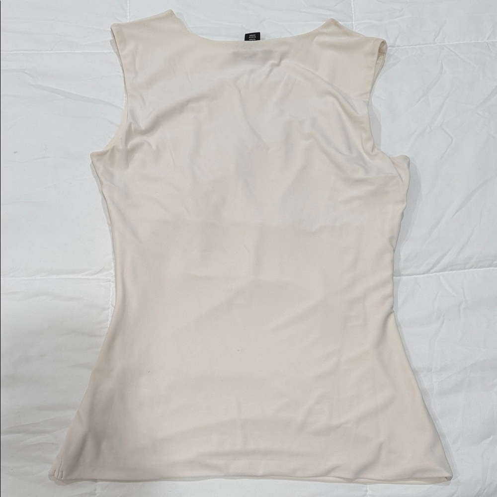 White House Black Market Cream Shell / Blouse with side zipper - Picture 2 of 4